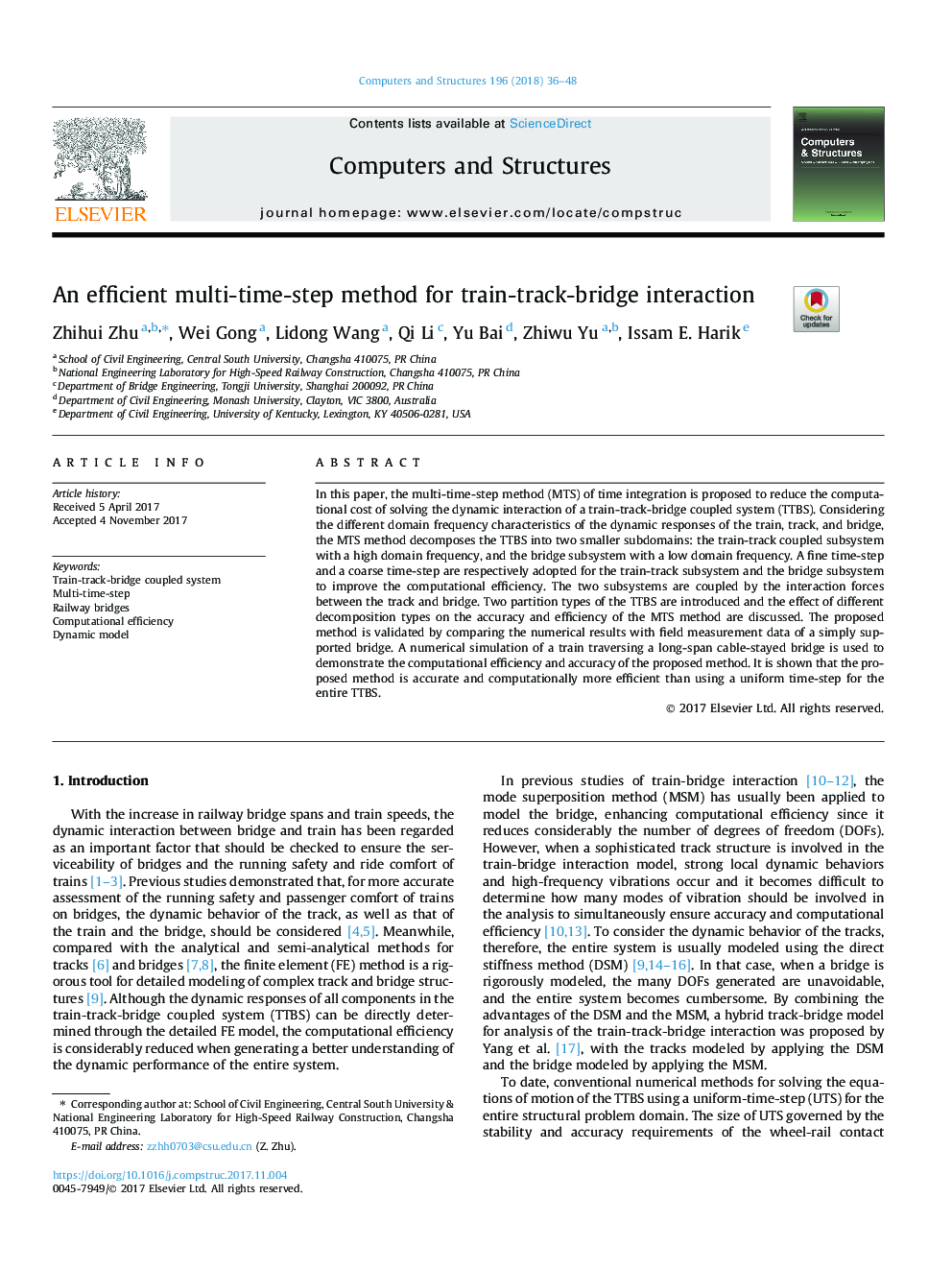 An efficient multi-time-step method for train-track-bridge interaction