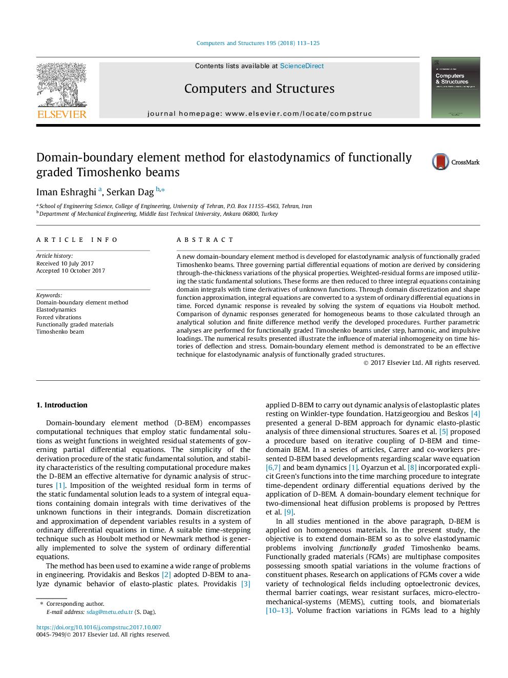 Domain-boundary element method for elastodynamics of functionally graded Timoshenko beams