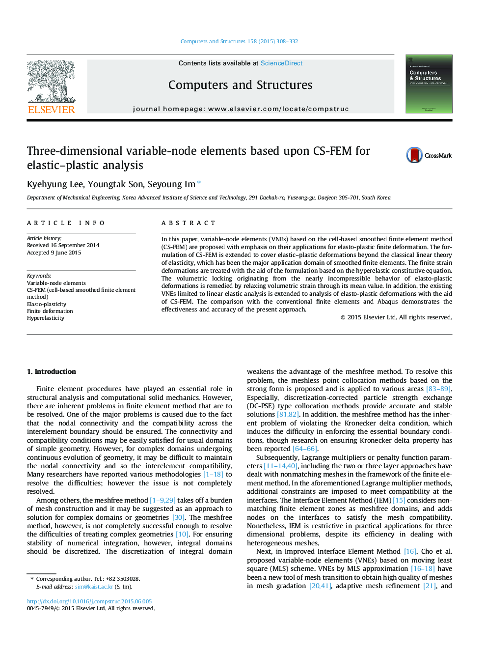 Three-dimensional variable-node elements based upon CS-FEM for elastic-plastic analysis