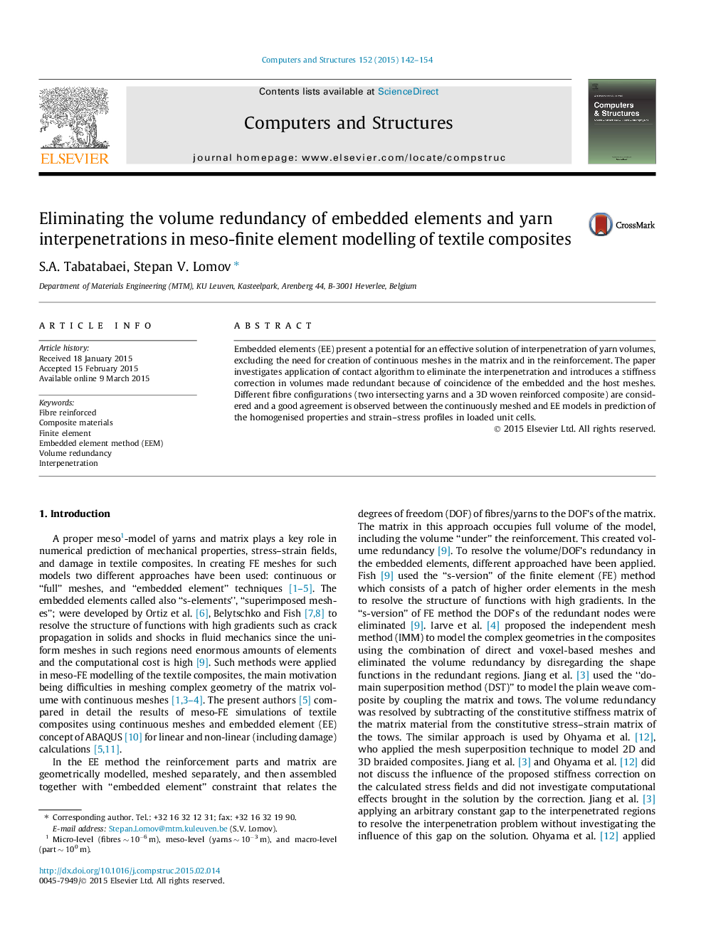 Eliminating the volume redundancy of embedded elements and yarn interpenetrations in meso-finite element modelling of textile composites