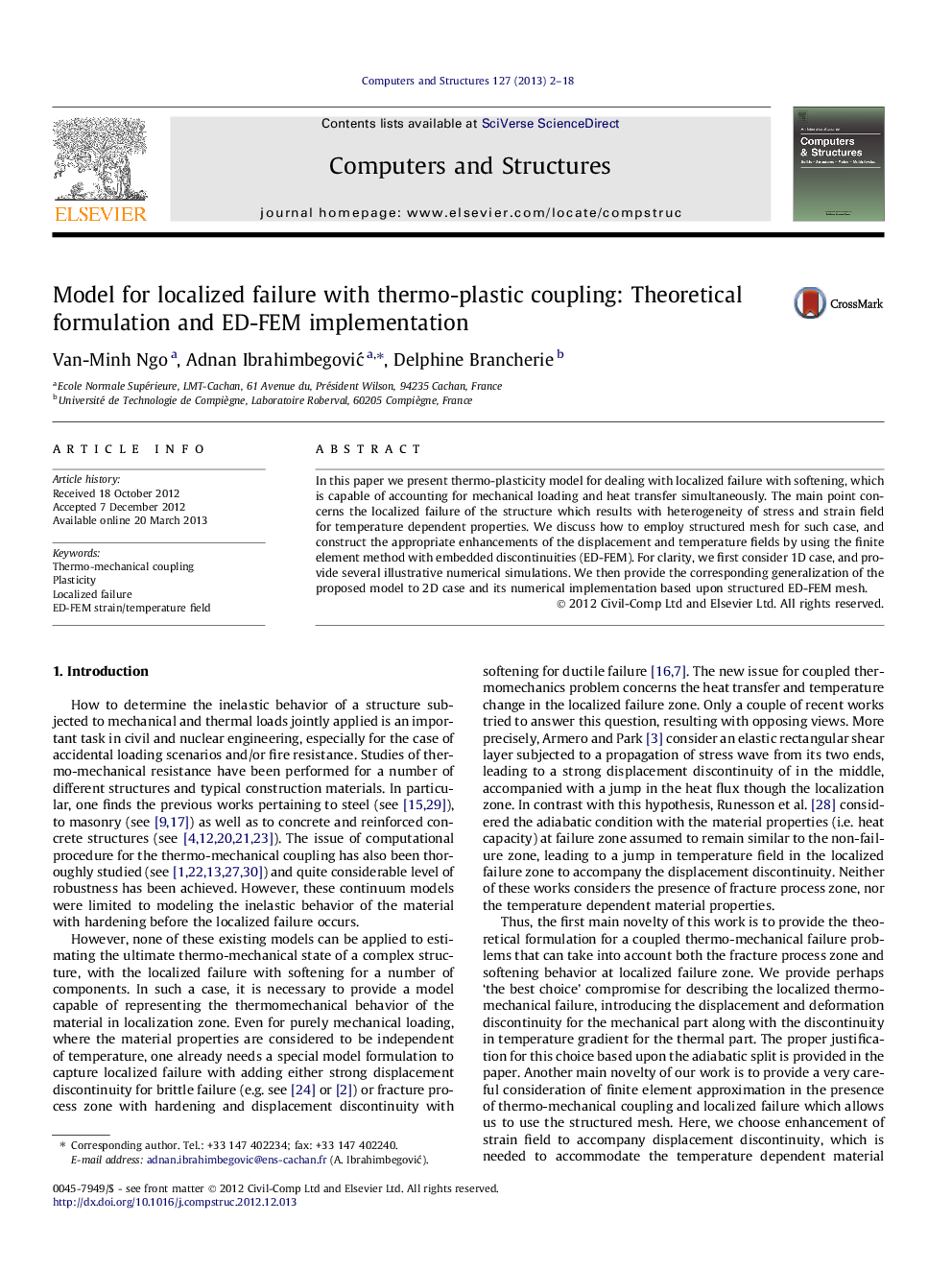 Model for localized failure with thermo-plastic coupling: Theoretical formulation and ED-FEM implementation