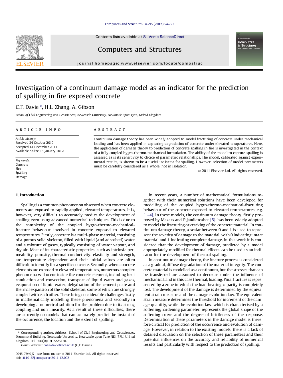 Investigation of a continuum damage model as an indicator for the prediction of spalling in fire exposed concrete