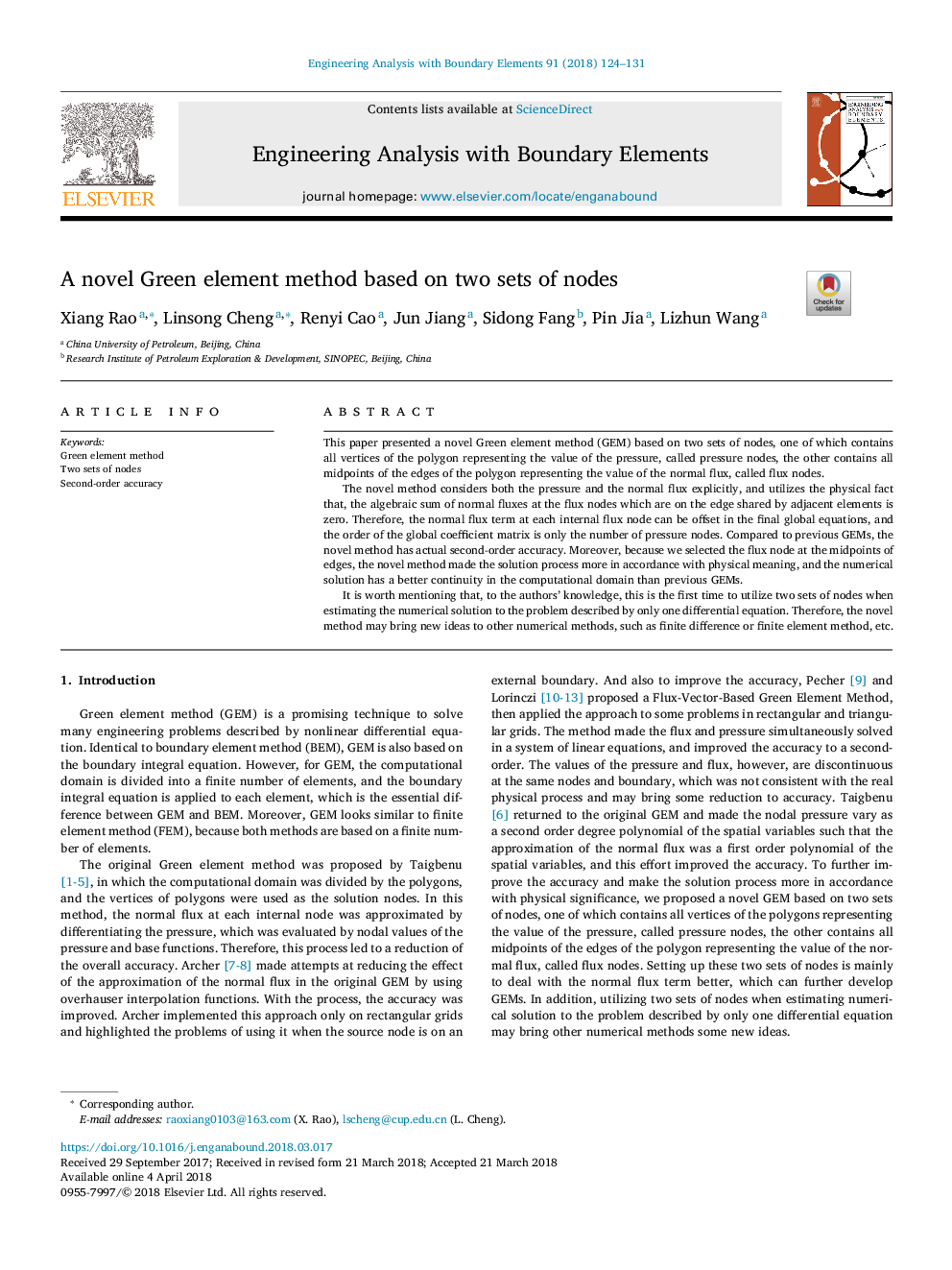 A novel Green element method based on two sets of nodes