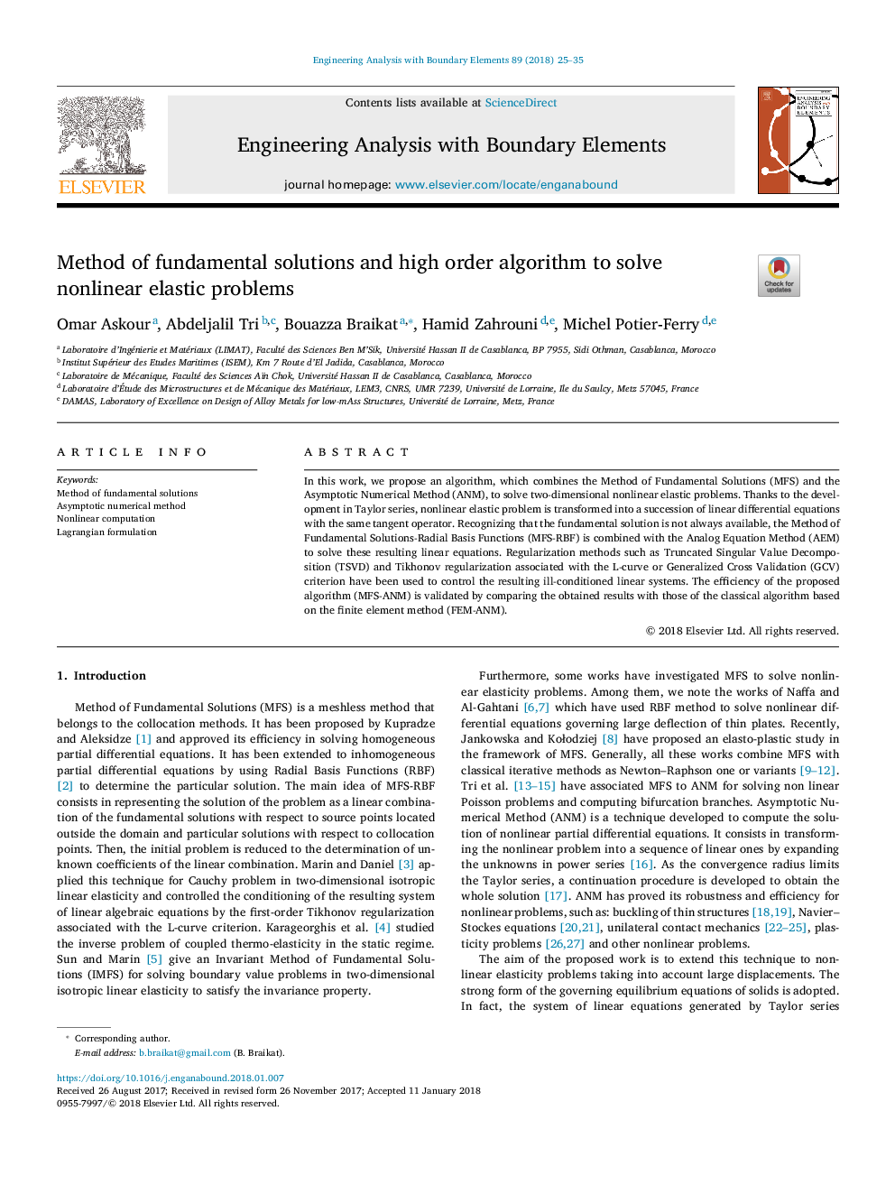 Method of fundamental solutions and high order algorithm to solve nonlinear elastic problems