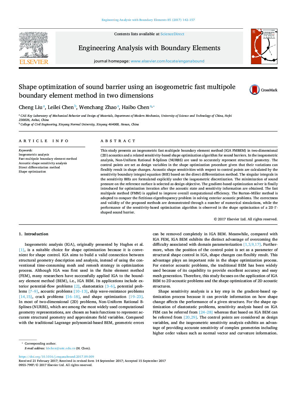 Shape optimization of sound barrier using an isogeometric fast multipole boundary element method in two dimensions