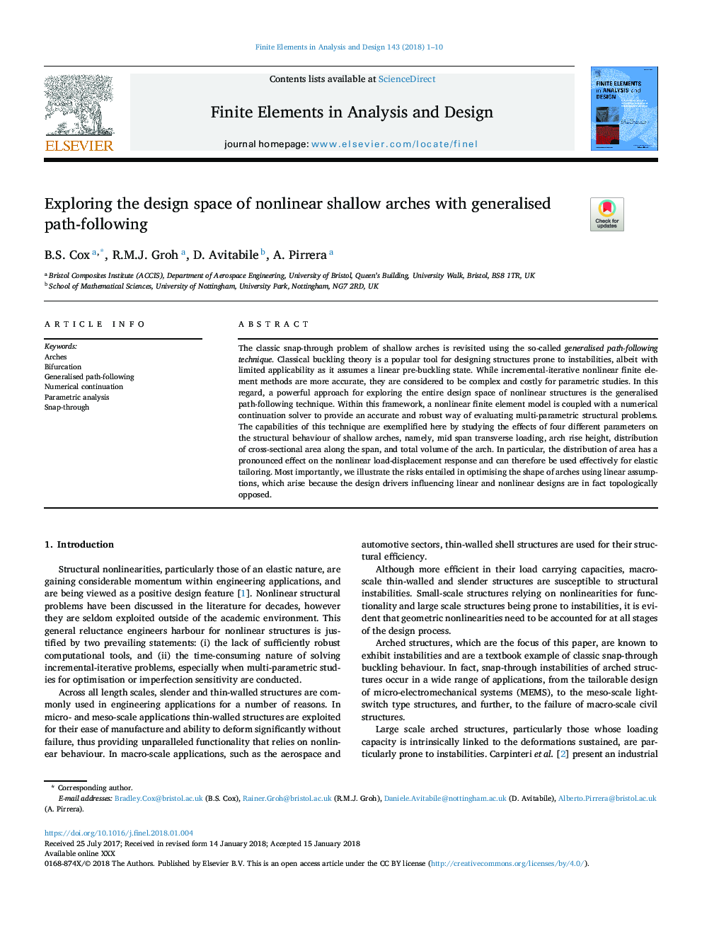 Exploring the design space of nonlinear shallow arches with generalised path-following