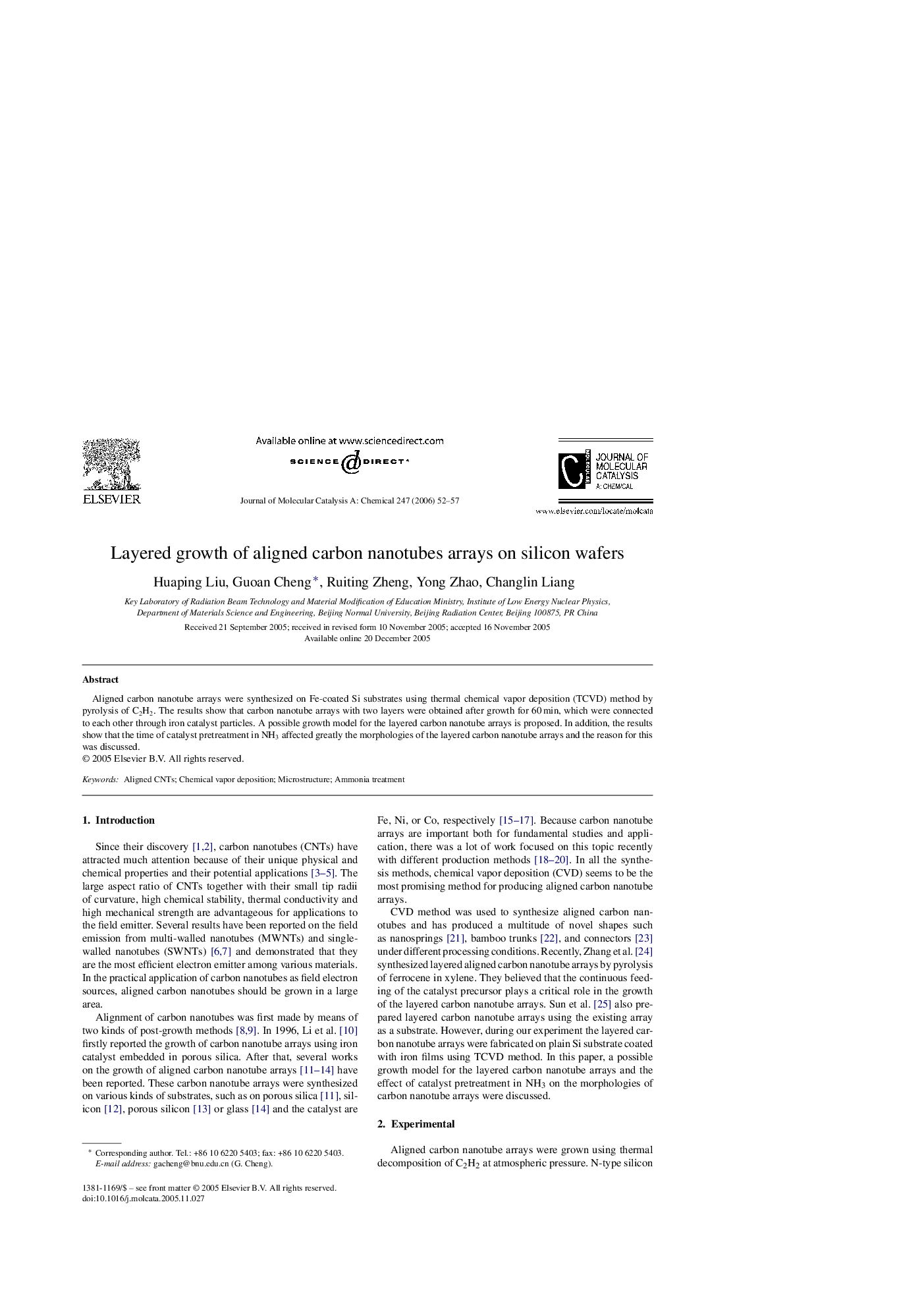 Layered growth of aligned carbon nanotubes arrays on silicon wafers