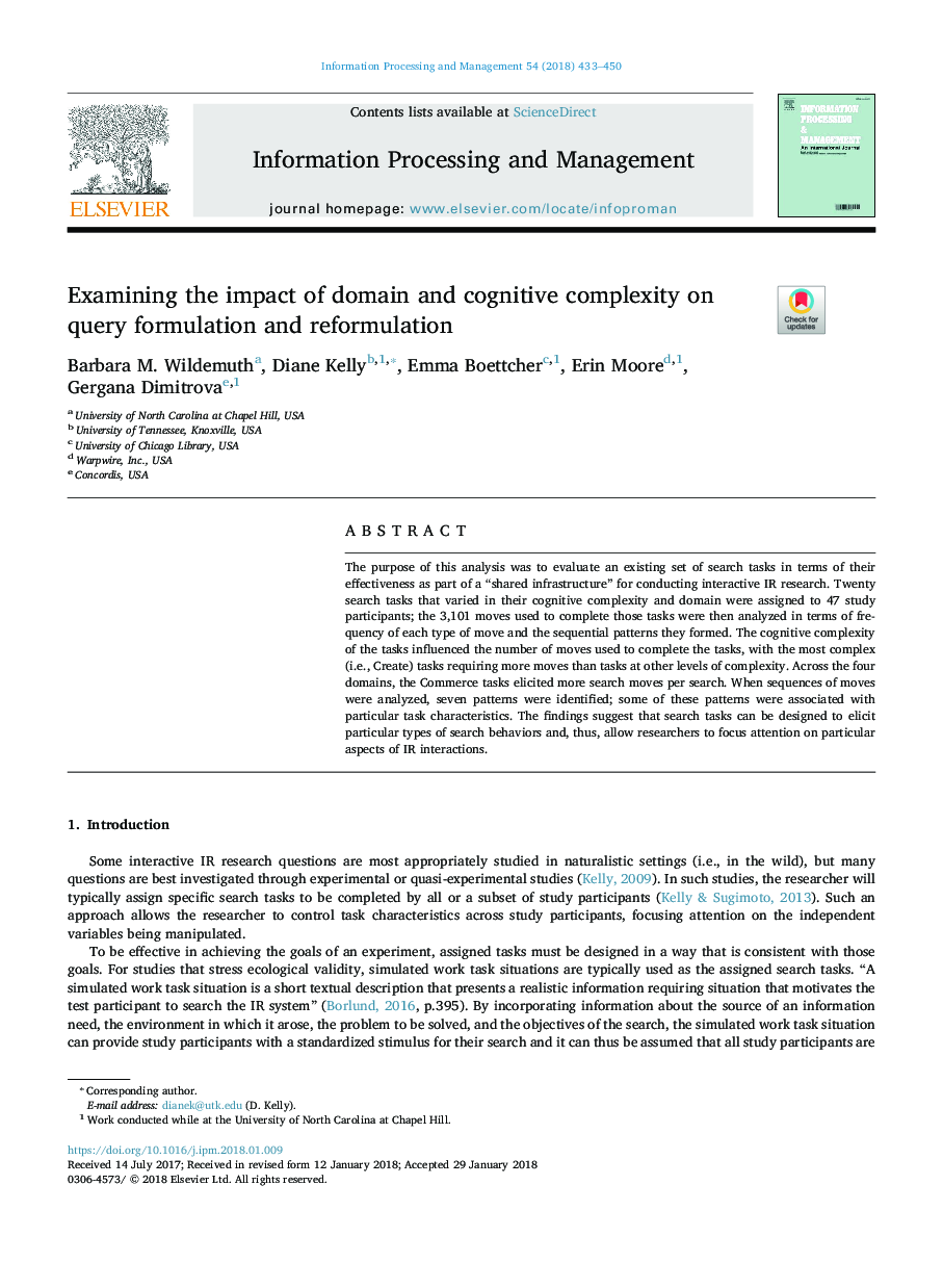 Examining the impact of domain and cognitive complexity on query formulation and reformulation