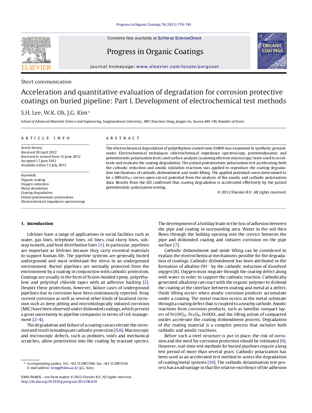 Acceleration and quantitative evaluation of degradation for corrosion protective coatings on buried pipeline: Part I. Development of electrochemical test methods