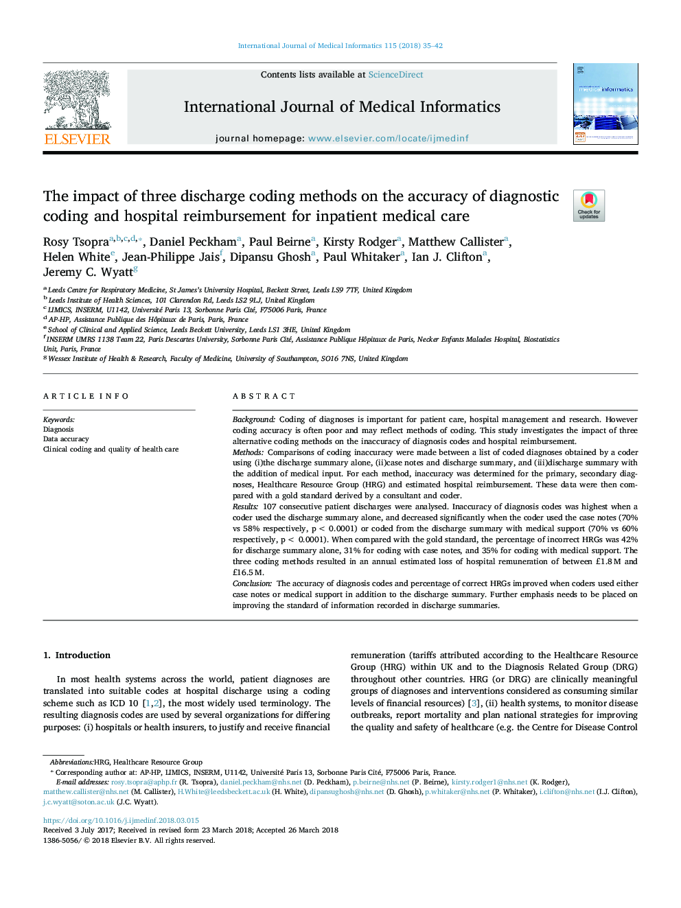 The impact of three discharge coding methods on the accuracy of diagnostic coding and hospital reimbursement for inpatient medical care