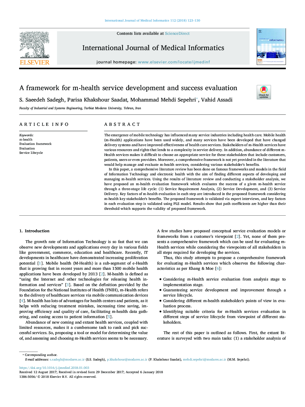 A framework for m-health service development and success evaluation