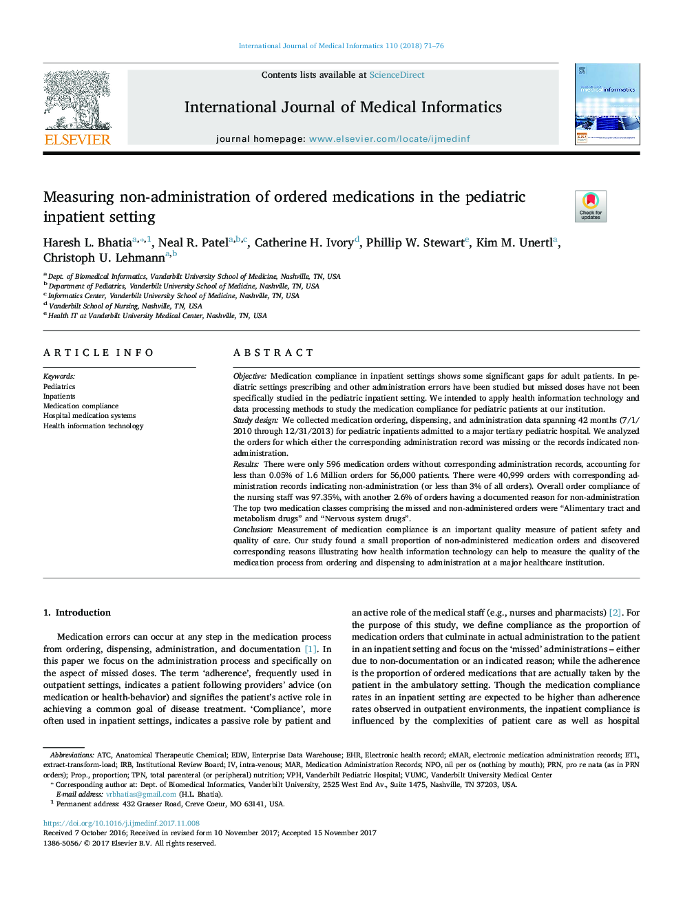 Measuring non-administration of ordered medications in the pediatric inpatient setting