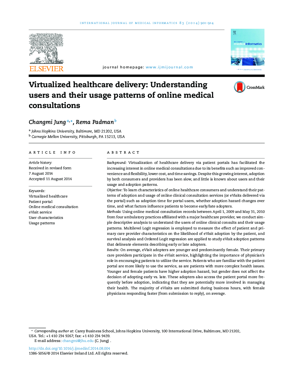 Virtualized healthcare delivery: Understanding users and their usage patterns of online medical consultations