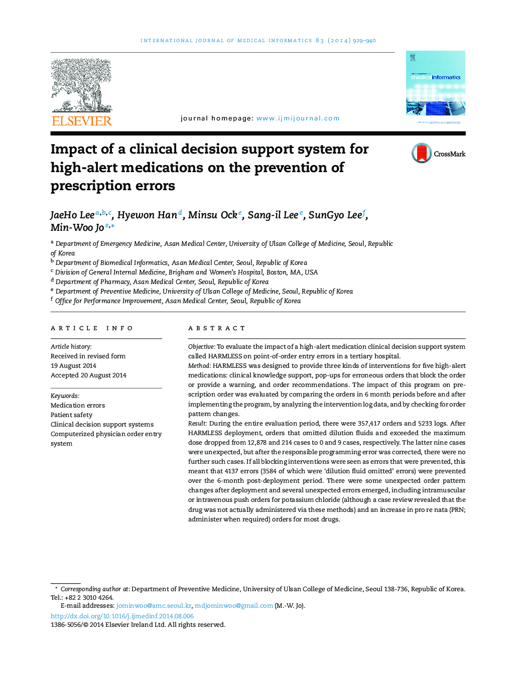 Impact of a clinical decision support system for high-alert medications on the prevention of prescription errors