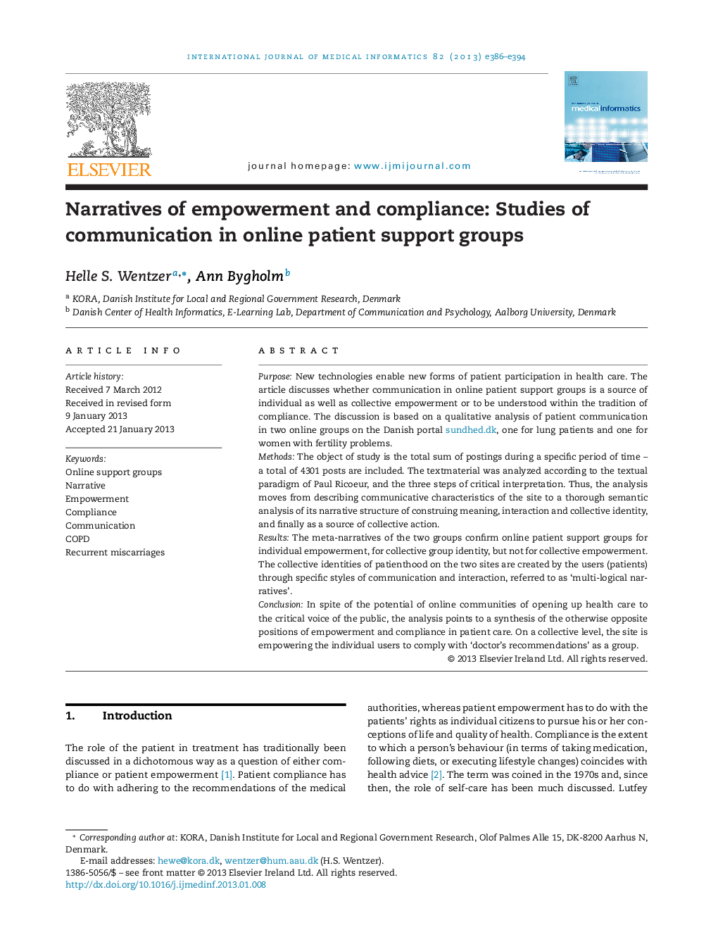 Narratives of empowerment and compliance: Studies of communication in online patient support groups