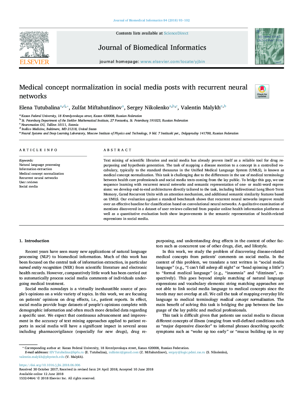 Medical concept normalization in social media posts with recurrent neural networks