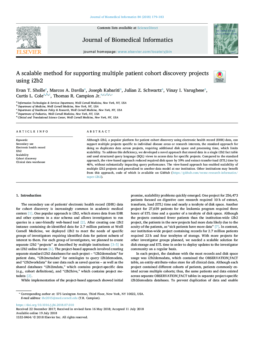 A scalable method for supporting multiple patient cohort discovery projects using i2b2