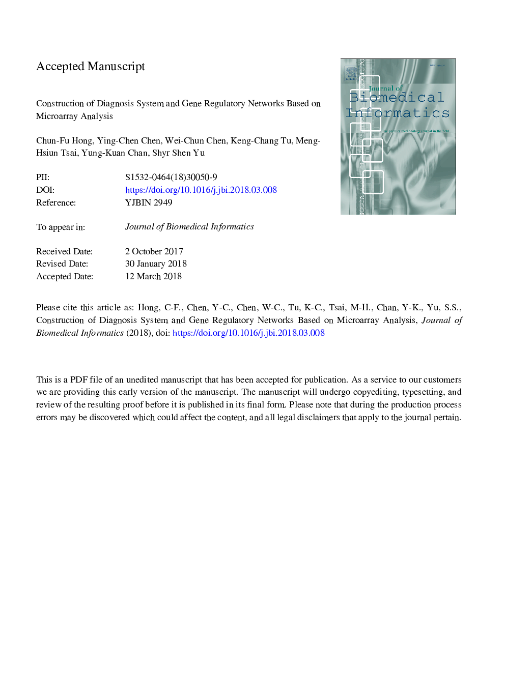 Construction of diagnosis system and gene regulatory networks based on microarray analysis