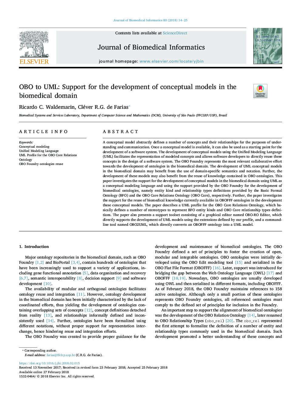 OBO to UML: Support for the development of conceptual models in the biomedical domain