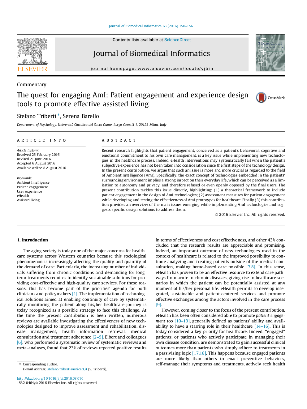 The quest for engaging AmI: Patient engagement and experience design tools to promote effective assisted living