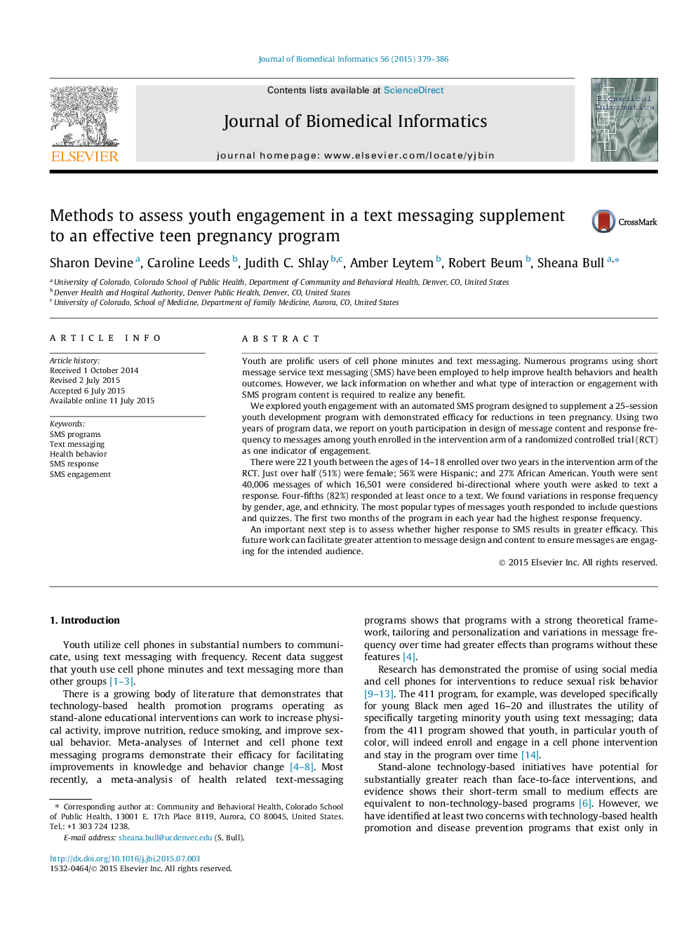 Methods to assess youth engagement in a text messaging supplement to an effective teen pregnancy program