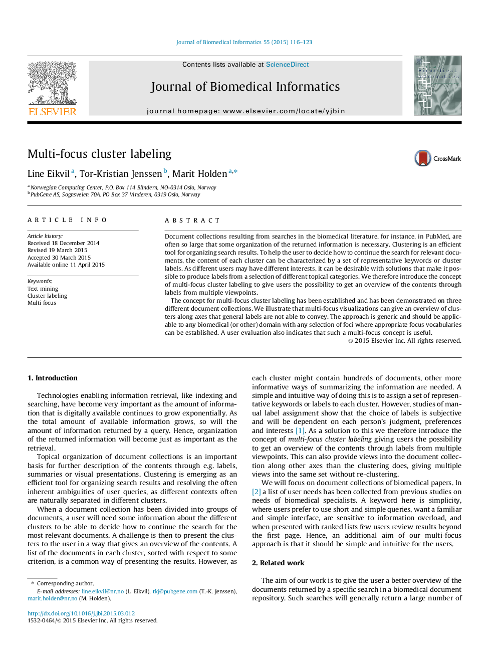 Multi-focus cluster labeling