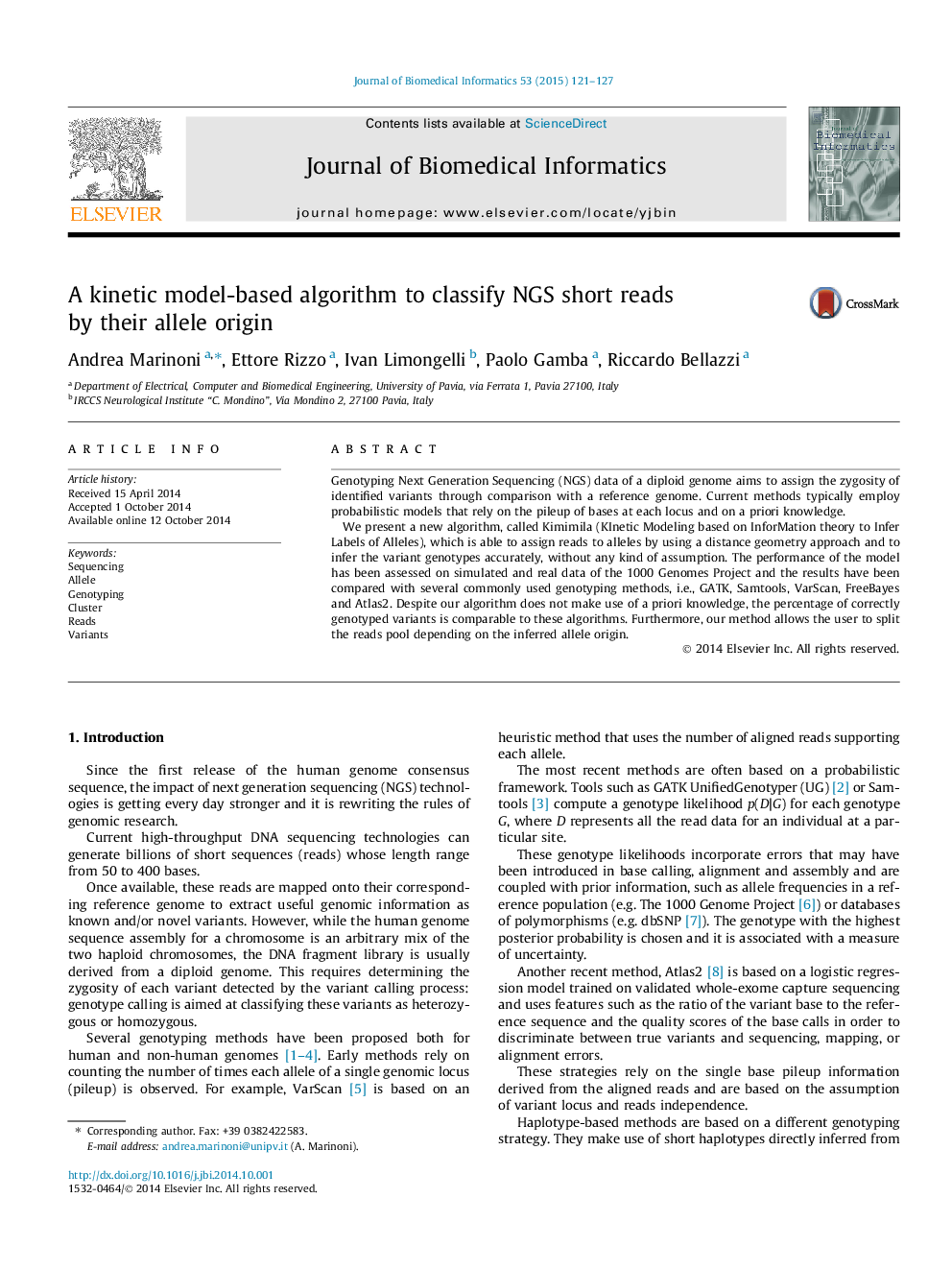 A kinetic model-based algorithm to classify NGS short reads by their allele origin