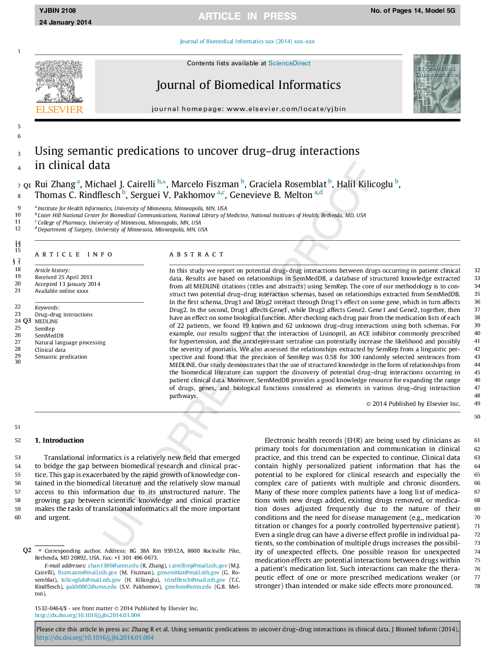 Using semantic predications to uncover drug-drug interactions in clinical data