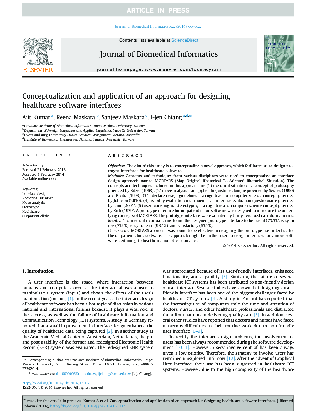 Conceptualization and application of an approach for designing healthcare software interfaces