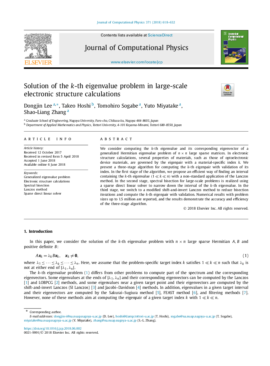 Solution of the k-th eigenvalue problem in large-scale electronic structure calculations