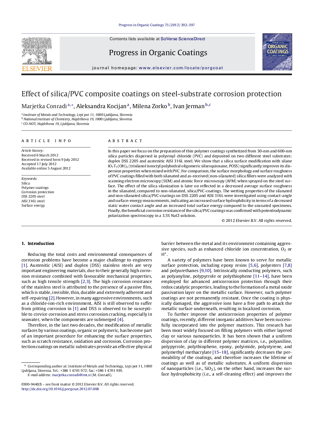 Effect of silica/PVC composite coatings on steel-substrate corrosion protection