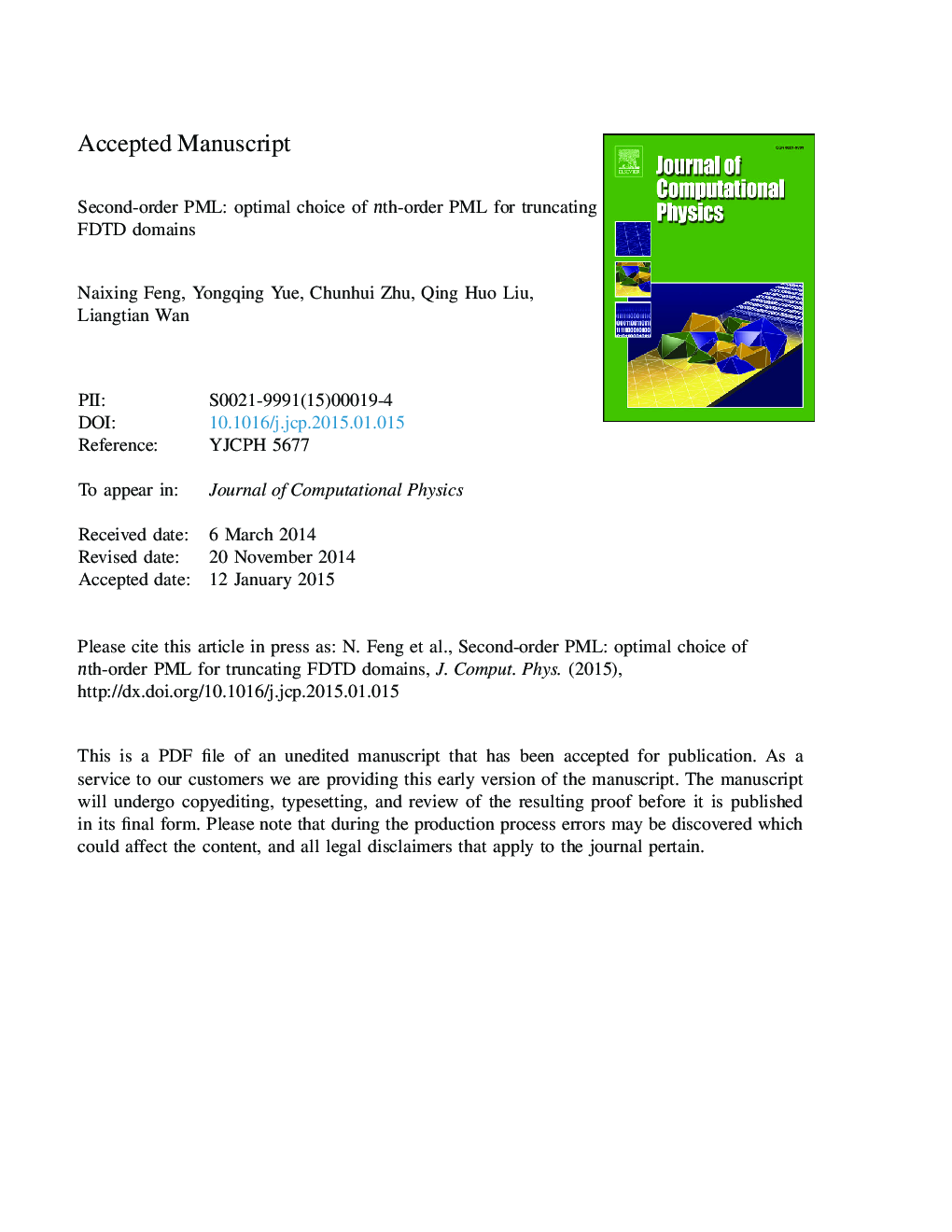 Second-order PML: Optimal choice of nth-order PML for truncating FDTD domains