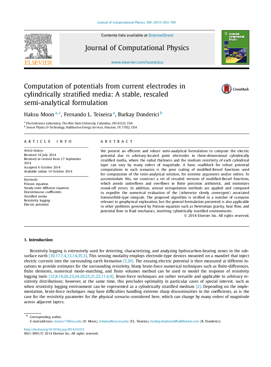 Computation of potentials from current electrodes in cylindrically stratified media: A stable, rescaled semi-analytical formulation