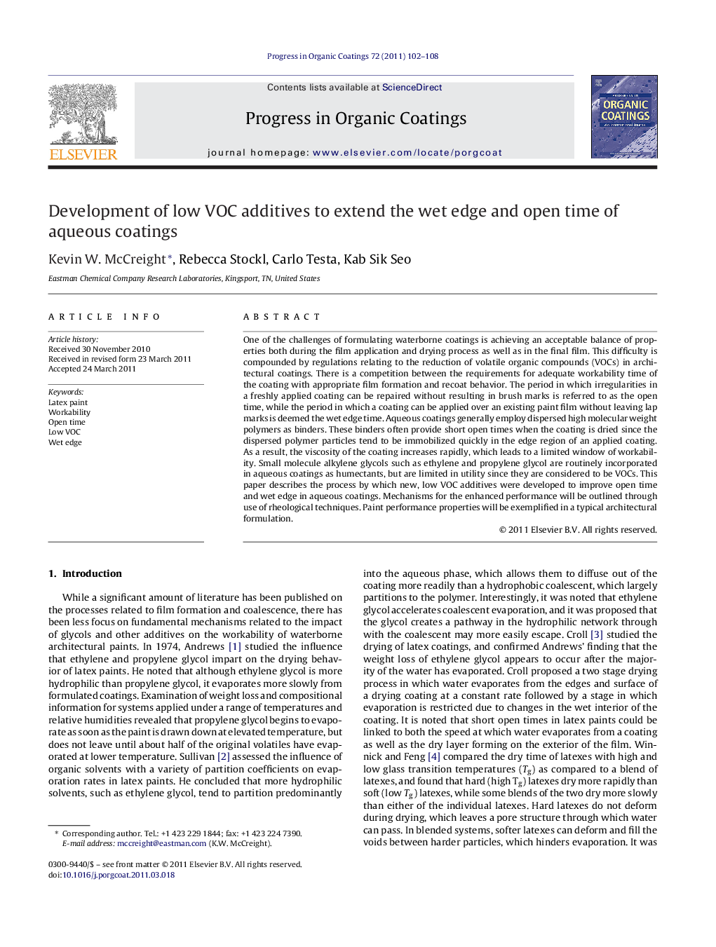 Development of low VOC additives to extend the wet edge and open time of aqueous coatings