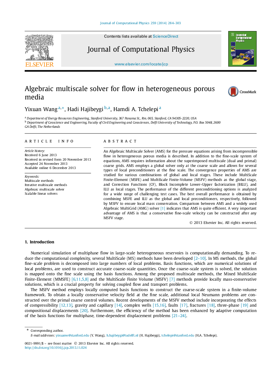 Algebraic multiscale solver for flow in heterogeneous porous media