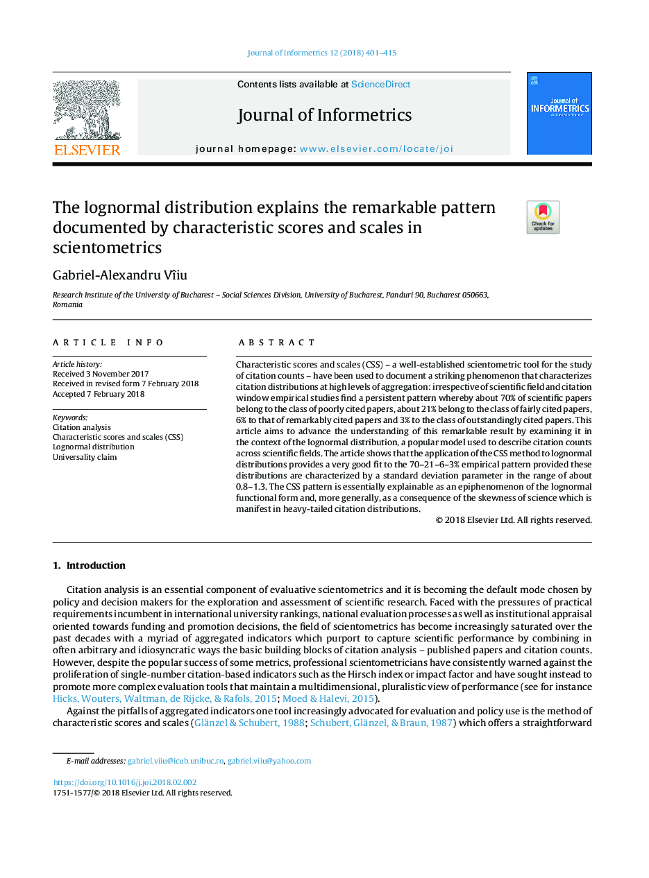 The lognormal distribution explains the remarkable pattern documented by characteristic scores and scales in scientometrics