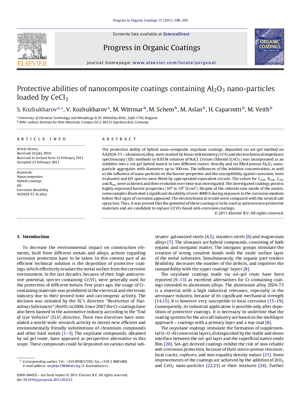 Protective abilities of nanocomposite coatings containing Al2O3 nano-particles loaded by CeCl3