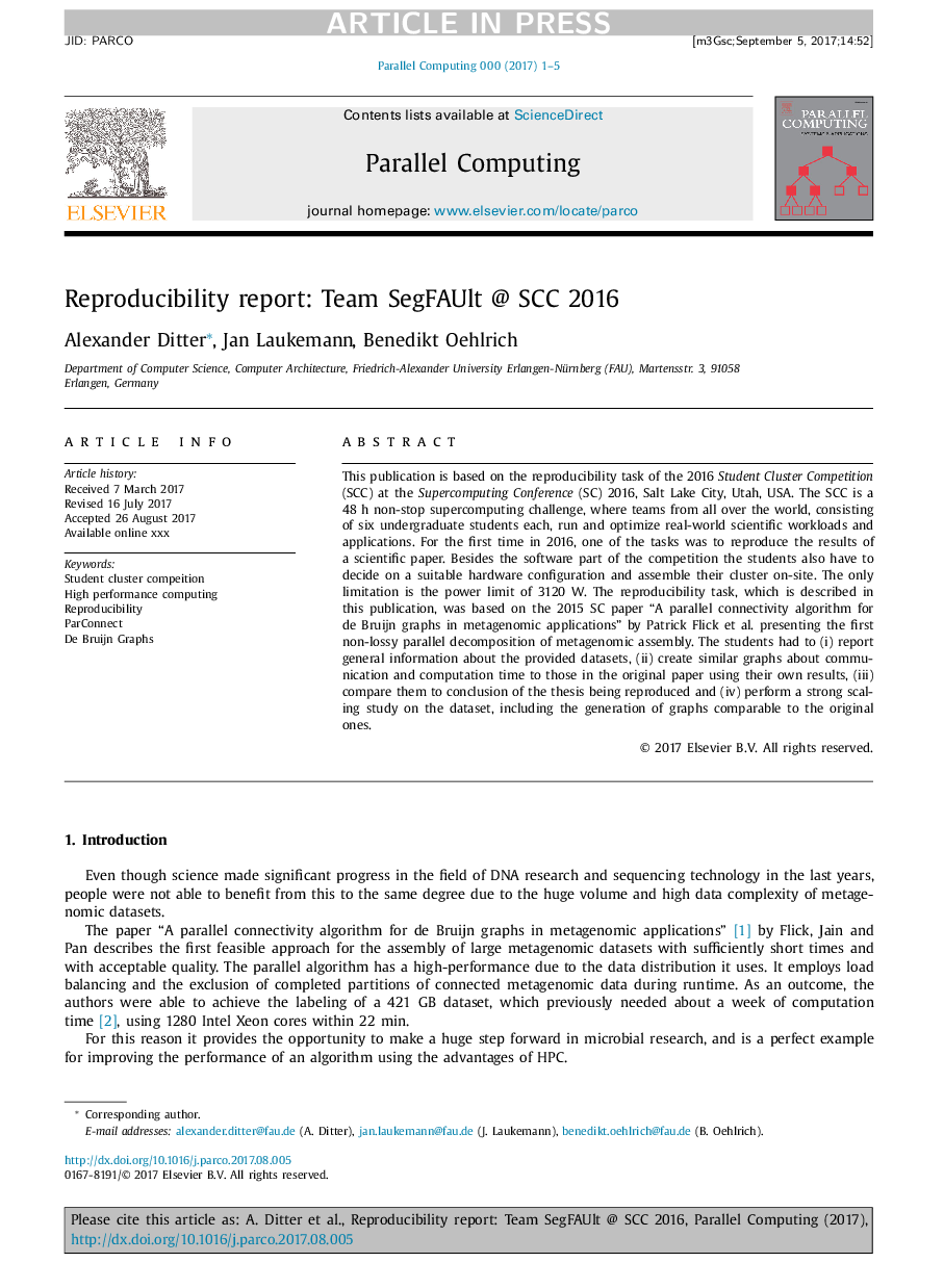 Reproducibility report: Team SegFAUlt @ SCC 2016