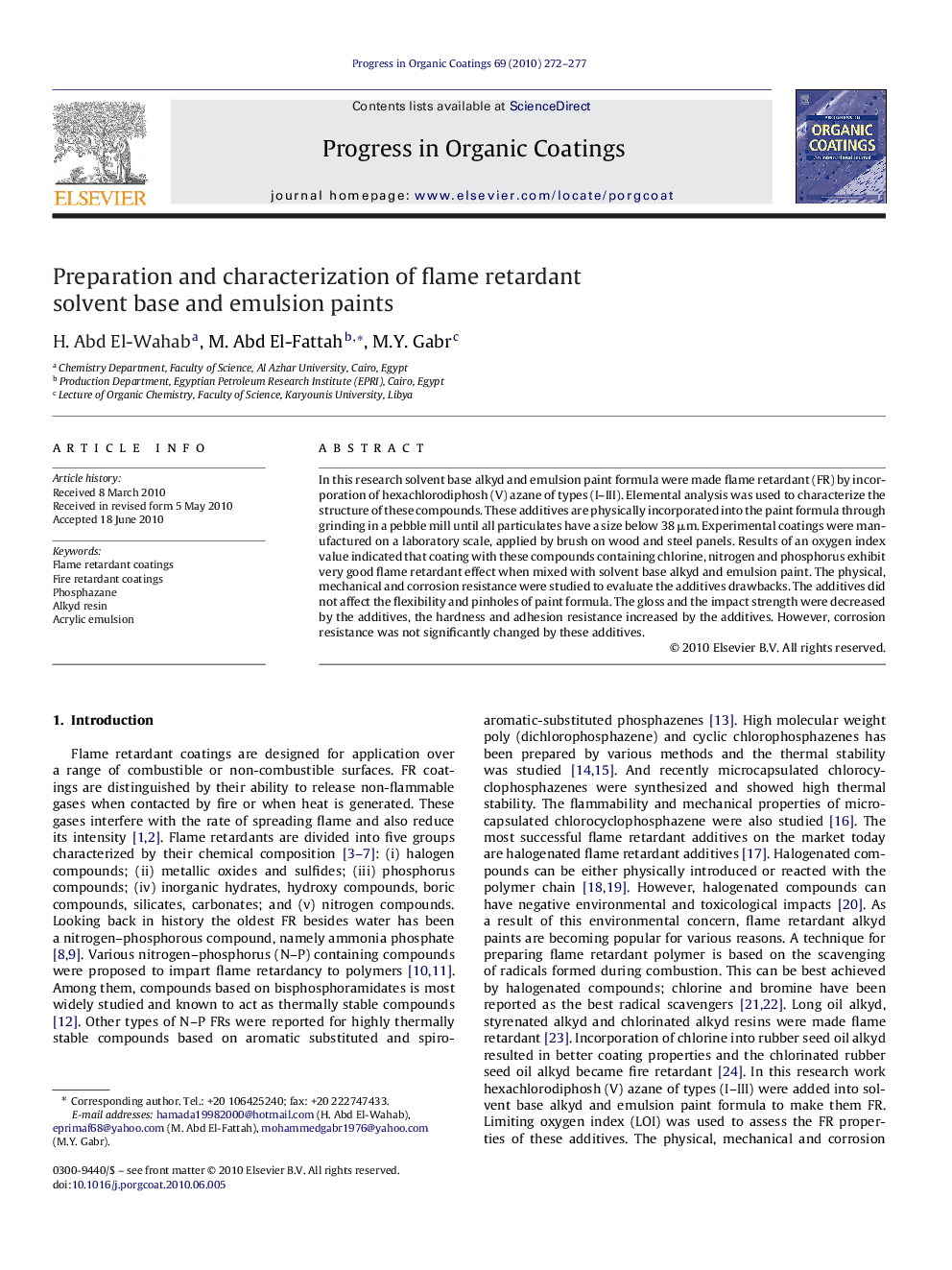 Preparation and characterization of flame retardant solvent base and emulsion paints