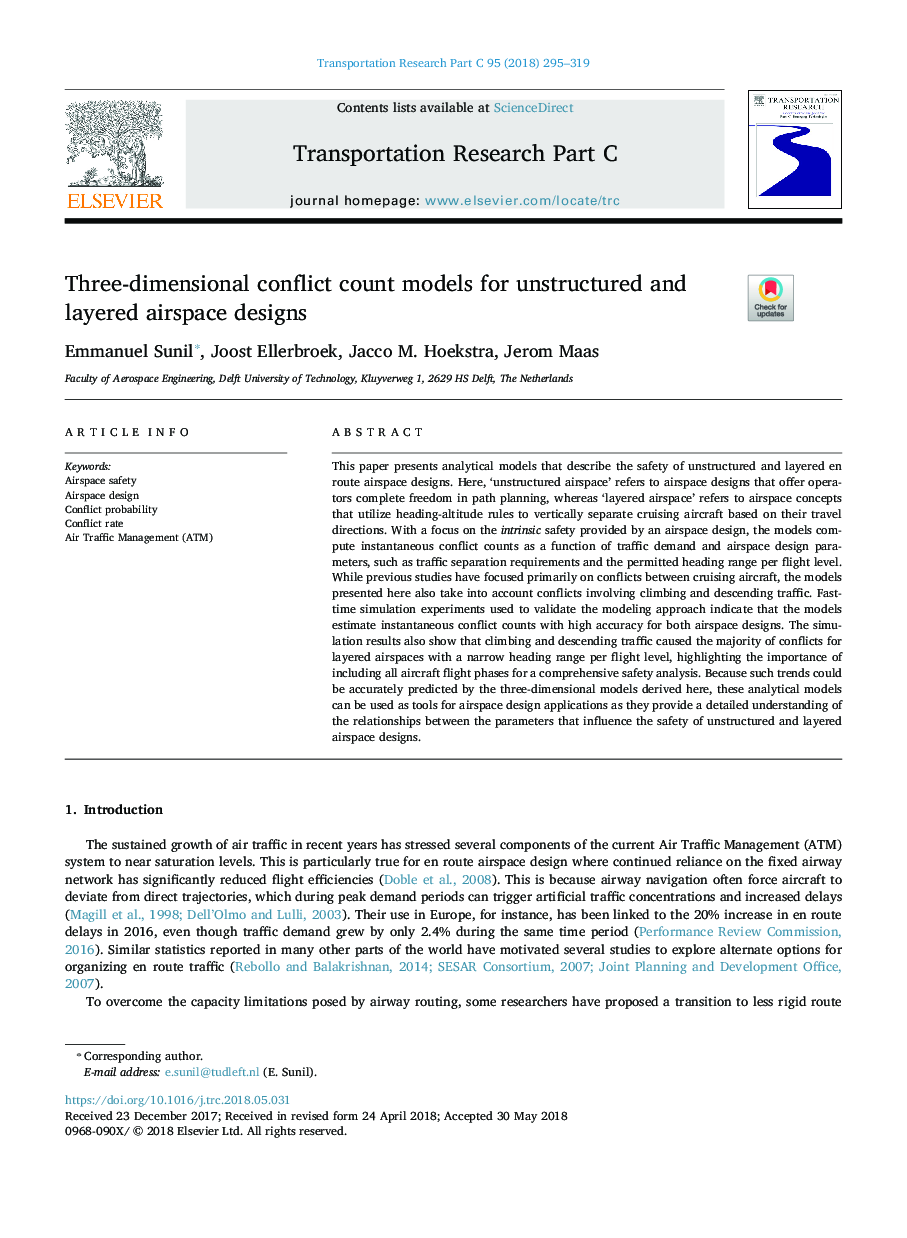 Three-dimensional conflict count models for unstructured and layered airspace designs