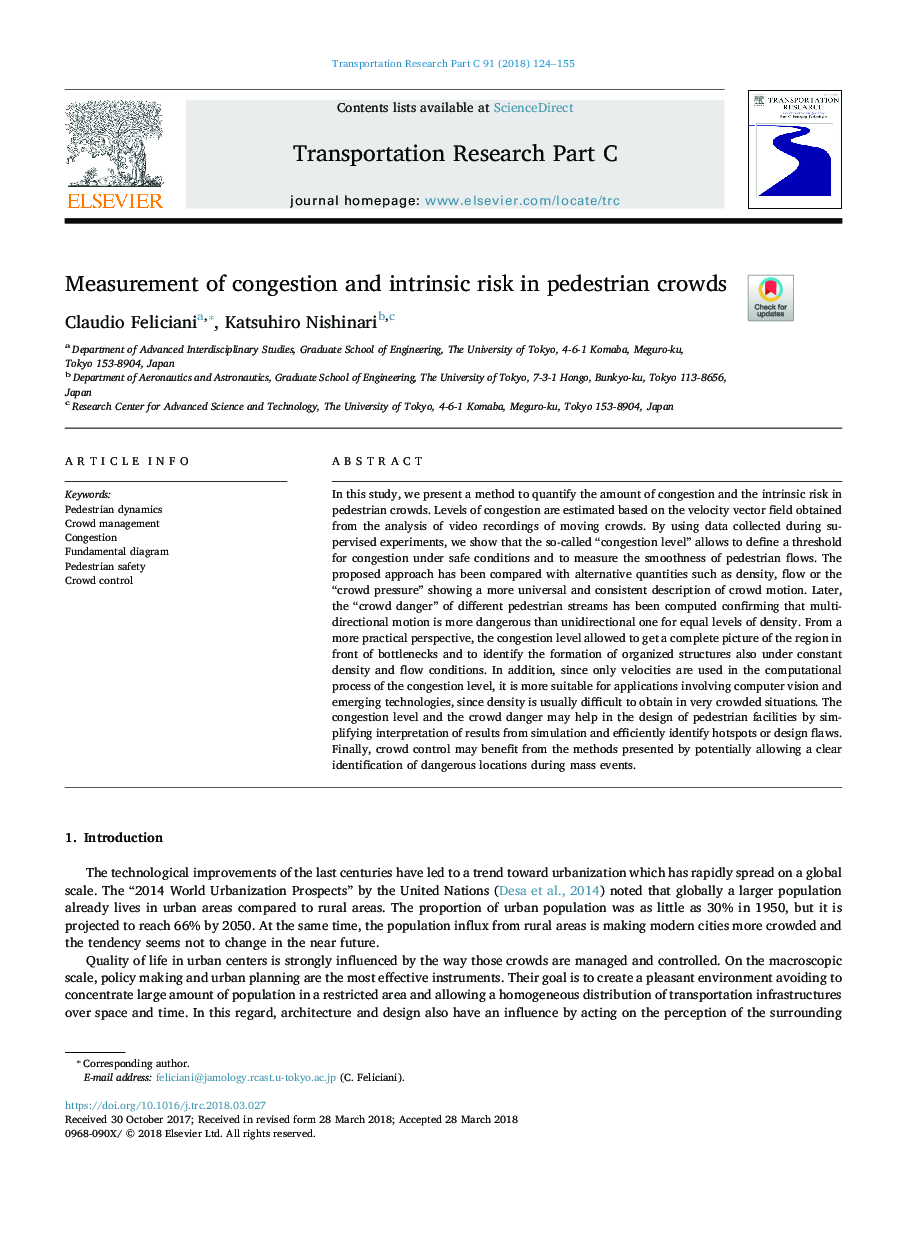 Measurement of congestion and intrinsic risk in pedestrian crowds