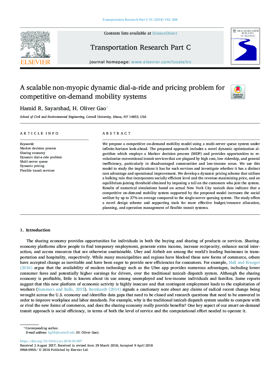 A scalable non-myopic dynamic dial-a-ride and pricing problem for competitive on-demand mobility systems