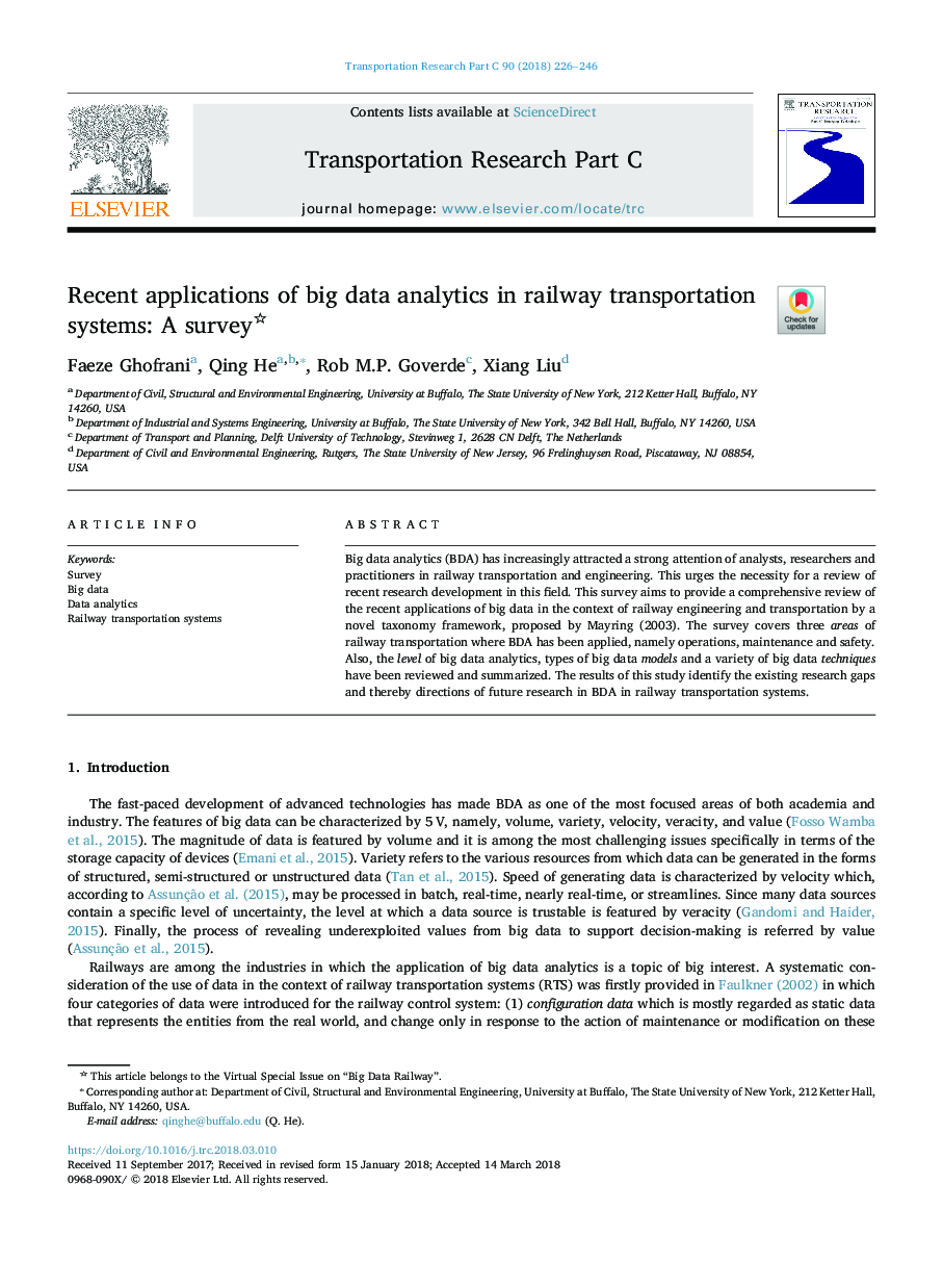 Recent applications of big data analytics in railway transportation systems: A survey