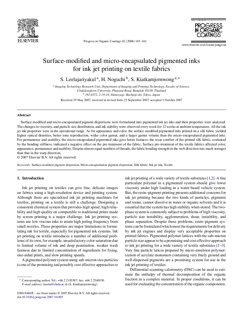 Surface-modified and micro-encapsulated pigmented inks for ink jet printing on textile fabrics