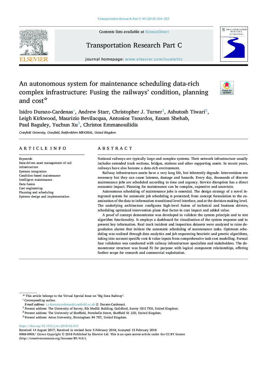 An autonomous system for maintenance scheduling data-rich complex infrastructure: Fusing the railways' condition, planning and cost