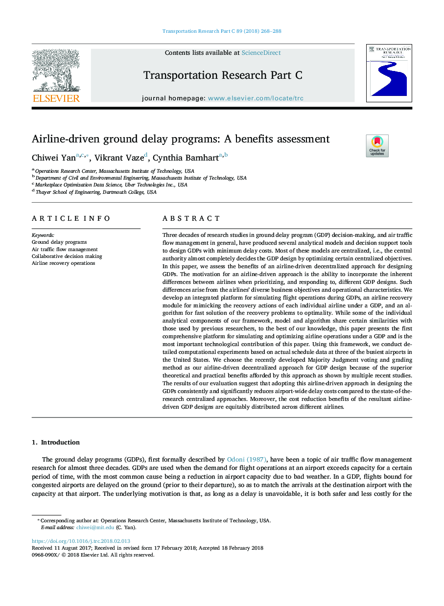 Airline-driven ground delay programs: A benefits assessment