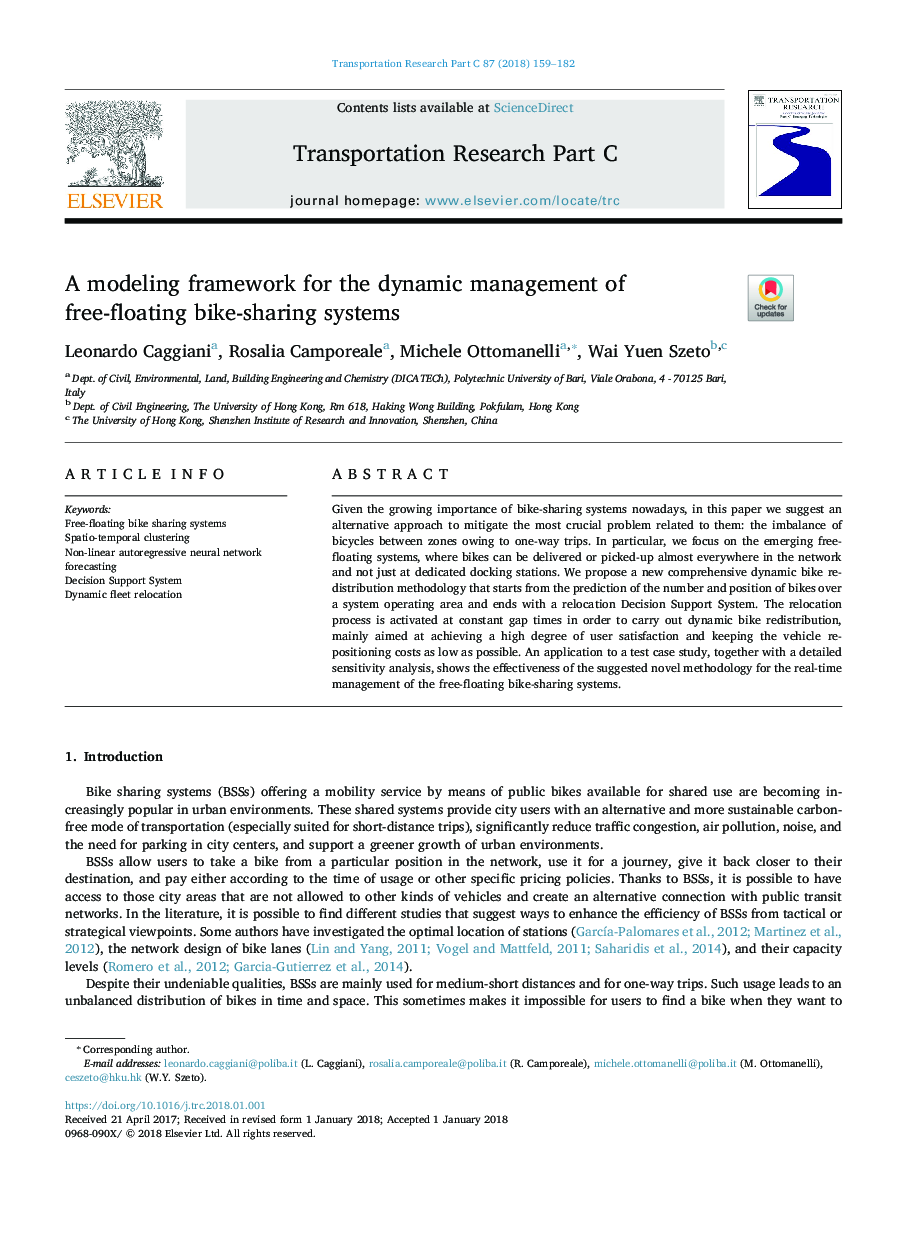 A modeling framework for the dynamic management of free-floating bike-sharing systems