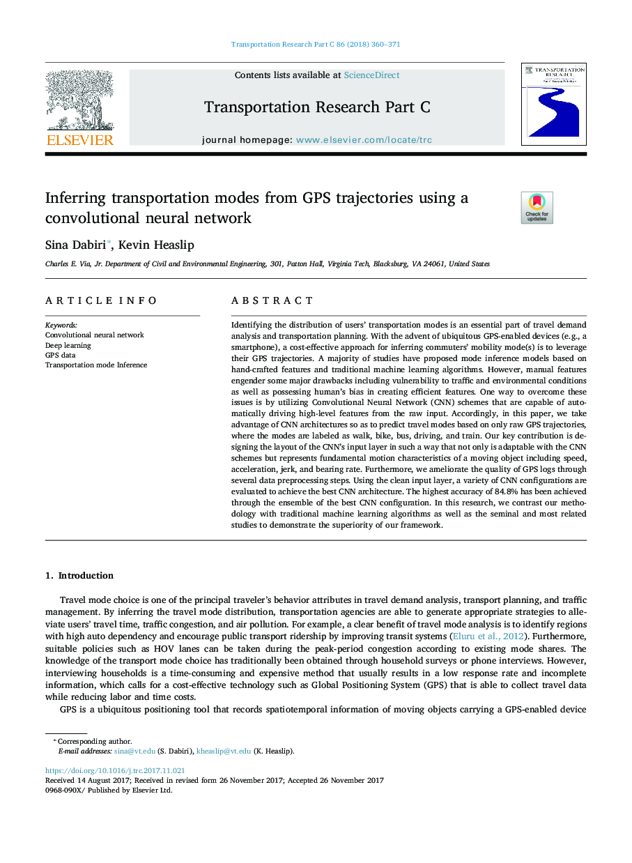 Inferring transportation modes from GPS trajectories using a convolutional neural network