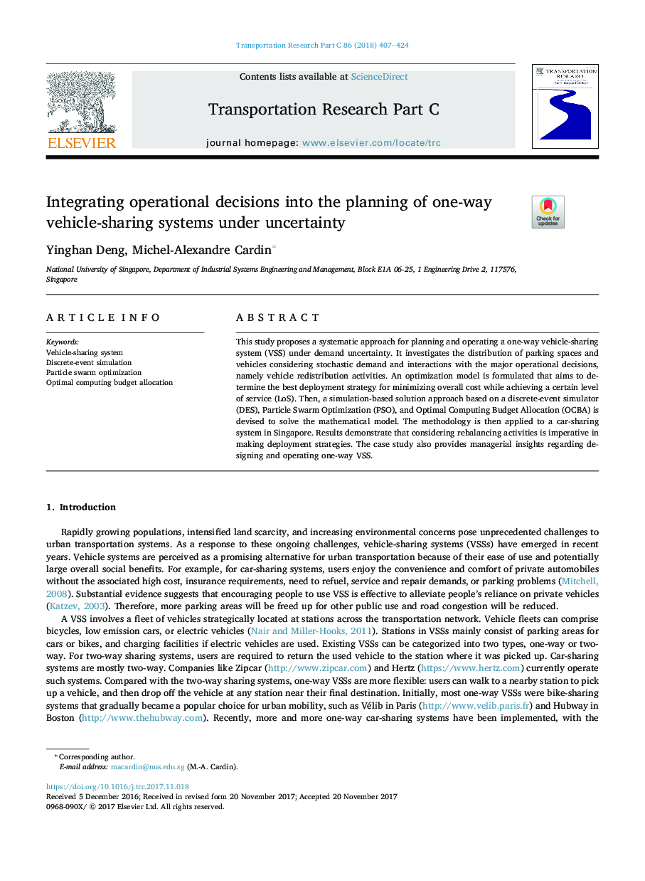 Integrating operational decisions into the planning of one-way vehicle-sharing systems under uncertainty