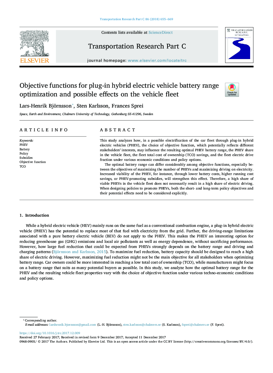 Objective functions for plug-in hybrid electric vehicle battery range optimization and possible effects on the vehicle fleet